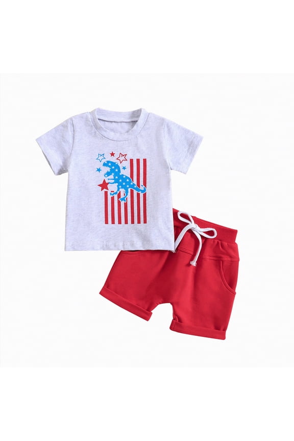 Toddler Boy Outfits Little Outfit Children's Summer Cotton Elastic Print Short-sleeved Training 6 12 18 24Months 2T 3T T Shirts Tops Shorts Clothes Set Shirt Pullover 2PCS