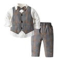thumbnail image 1 of Toddler Boy Outfits Long Sleeve Gentleman Shirt Tops Plaid Vest Pants Baby Boy Clothes B, 1 of 7