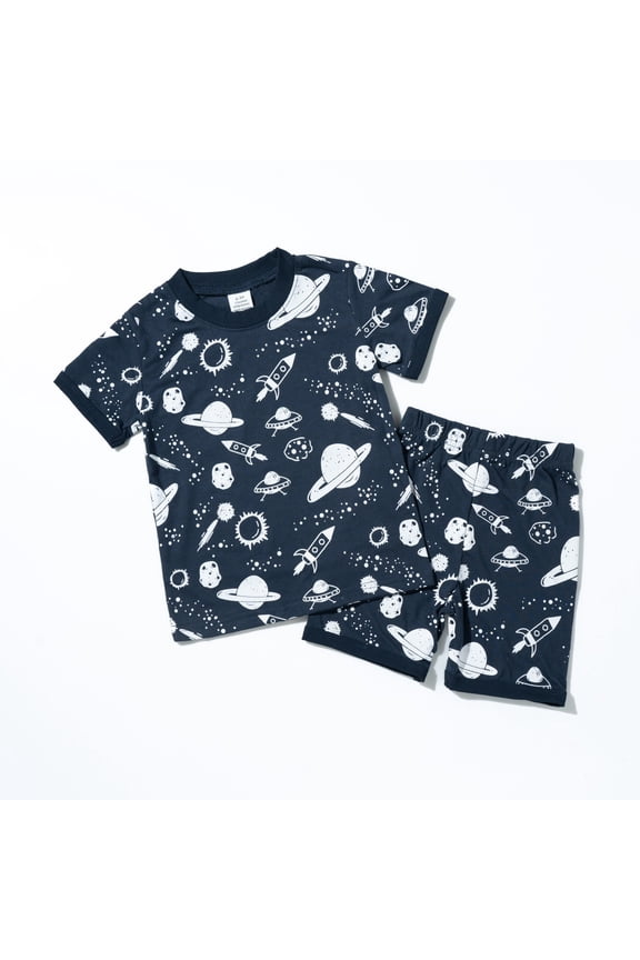 Toddler Boy Outfits Preppy School Cartoon Dino Crew Short Sleeve Two Piece Kids Soft Breathable Summer Daily Casual Outfit Set