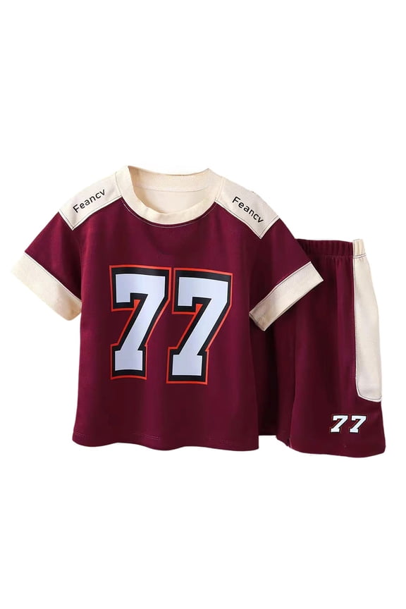 Toddler Boy Outfits Set Numbers Short Sleeve T-Shirt And Elastic Shorts Crew Neck Boys Of Summer 12-24 Months Pajamas Boy Cute Boy Girl Clothing