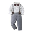 thumbnail image 1 of Toddler Boy Outfits Solid Print Lapel Long Sleeve Shirt Top And Suspenders Trousers Belt 3 Piece Formal Baby Boys' Clothing Sets Size 2-3 Years, 1 of 9