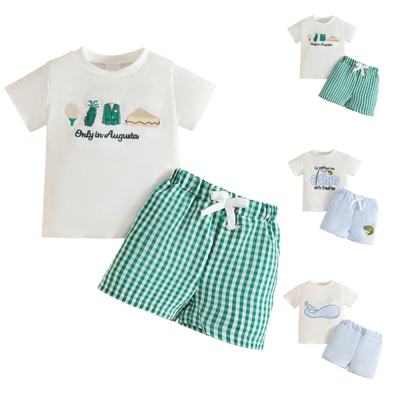 Toddler Boy Outfits Summer Baby Boy Summer Outfits Golf Embroidery Short Sleeve Tshirts Shorts Set Toddler Golf Clothes 0 6 12 18 Months 2T 3T