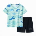 thumbnail image 1 of Toddler Boy Outfits Summer Shorts Set Kids Cotton Round Neck Short-sleeved Training 6M 12M 18M 24M 3T 4T Tshirt Crew Tank Tees+Shorts 2-Piece, 1 of 6