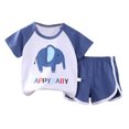 thumbnail image 1 of Toddler Boy Outfits Toddler Girls Boys Summer Short Sleeve Cartoon Prints Tops Shorts 2Pcs Outfits Set Girls Summer Outfits Navy 5 Years-6 Years, 1 of 3