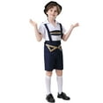 thumbnail image 1 of Toddler Boy Outfits Traditional Festival Embroider Suspender Suit Comfortable Breathable Adorable Lightweight White Outfit Sets Sizes 130-140, 1 of 6
