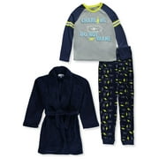 FREESTYLE REVOLUTION Boys & Toddler 3-Piece Pajama Set - Long Sleeve Top, Pajama and Bonus Robe, Kids Pajama Shirt with Bathrobe, Sizes 2-12Yrs, Getting Sleepy