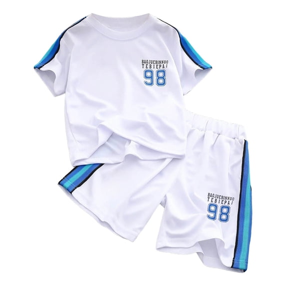Toddler Boy Pajamas Set Cartoon Crew Neck Tee Shorts 5-6 Years 6-7 Years 7-8 Years Premium Cotton Tagless Design Outdoor Fun Machine Washable (10-11 Years,White)