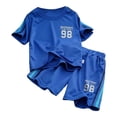 thumbnail image 1 of Toddler Boy Pajamas Set Cartoon Crew Neck Tee Shorts 5-6 Years 6-7 Years 7-8 Years Premium Cotton Tagless Design Outdoor Fun Machine Washable (8-9 Years,Blue), 1 of 3