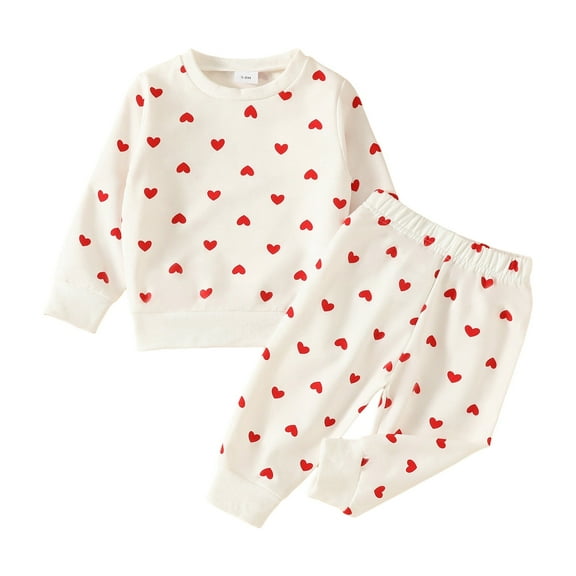 Toddler Boy Pajamas Set Love Pullover Crewneck Soft Sleepwear Loungewear Set Cute Pjs For Girls 18-24 Months