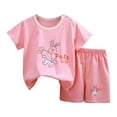 thumbnail image 1 of Toddler Boy Pajamas Sleepwear Set Cartoon Crew Neck Tee Shorts 2-3 Y 3-4 Y 4-5 Y Premium Cotton Tagless Design Beach Vacation Machine Washable (3-4 Years,Pink), 1 of 3