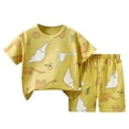 thumbnail image 1 of Toddler Boy Pajamas Sleepwear Set Dinosaur Tee Shorts 12-18 Months 18-24 Months 2-3 Years Premium Cotton Tagless Design Home Lounge Machine Washable (3-4 Years,Yellow), 1 of 6