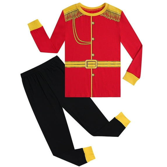 Toddler Boy Pajamas Toddler Kids Boys Career Themed Pajama Set Halloween Christmas Cotton Long Sleeve Sleepwear for Performance Theme Party Dress Up Pajamas for Kids Red3 4 Years