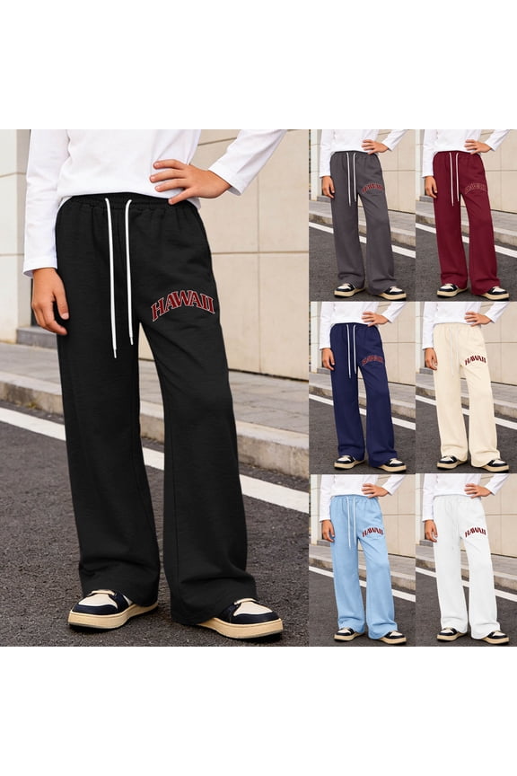 Toddler Boy Pants Youth Letter Graphic Straight Leg Sweatpants Loose Athletic Drawstring Boys Beige 6-7Y