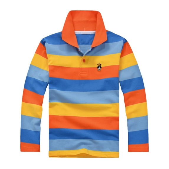 Boys Polo Shirt Casual Comfy Collared Shirts Long Sleeve Tops Boys Christmas Polo for Big Boys 7-8 Years