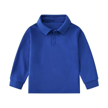 Toddler Boy Polo Shirt Long Sleeve Tops Collared Shirt Casual Blouse Tops Pullover for Boys 1-2 Years