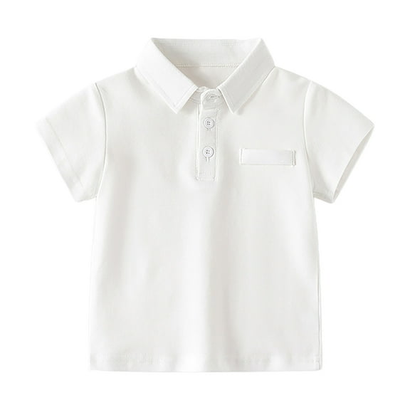 Boys' Polo Shirts Boys Short Sleeve Shirt White Shirt Toddler Shirts for Toddler Boys 18-24 Months