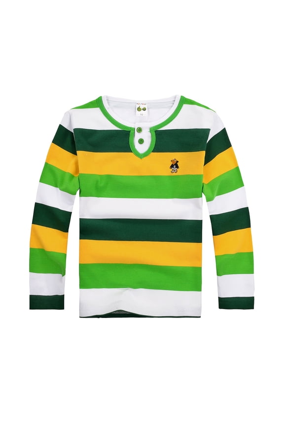 Children's Polo Shirt with Long Sleeves Collared Shirts Undershirt Plaid Shirt for Little Boys 6-7 Years