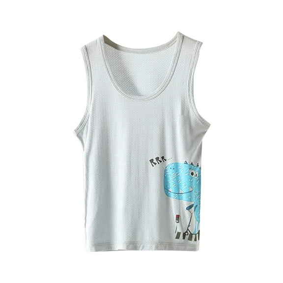 Toddler Boy Racerback Tank Top Cartoon Print Round Neck Vest Casual Soft Comfortable Tanks