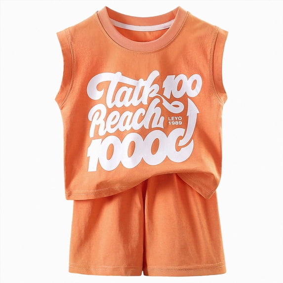 Toddler Boy'S Short Sleeve T-Shirt And Short Outfit Set 6-12 Months 12-24 Months 2t 3t 4t 5t 6t 7t Children(Orange,6-12 Months)