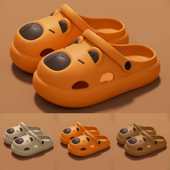 Toddler Boy Sandals Capybara Clog Sandals Summer Outdoor Casual Non Slip Slippers Toddler Slippers Brown 10-10.5 Years