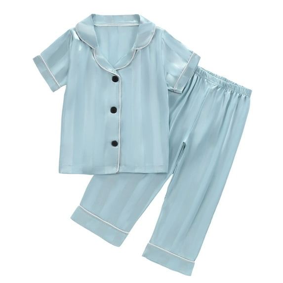 Toddler Boy Satin Pajamas Kids Button Down Sleepwear With Toddler Girl Pajamas Pj For Girls 18-24 Months