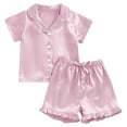 thumbnail image 1 of Toddler Boy Satin Pajamas Kids Button Down Tops with Shorts Girls' Fashion Pajamas Set Girls Silk Pajamas Size 2-3 Years, 1 of 2