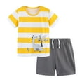 thumbnail image 1 of Toddler Boy Sets 5T Casual Short Sleeved Cartoon Print T Shirt Shorts Summer Boys And Girls Two Piece Set Yellow,4-5 Years, 1 of 5