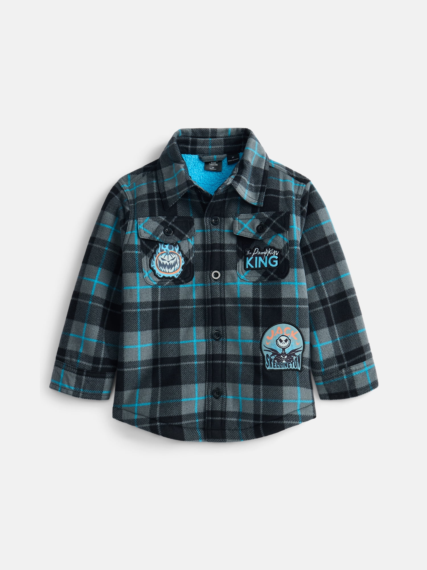 Nightmare Before Christmas Toddler Boys Shacket with Long Sleeves, Sizes 2T-5T