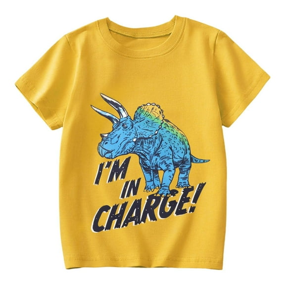 Toddler Boy Shirt Crew Neck Short Sleeve T-Shirt Letter Print Fashion Tee Tops Toddler Baby Boy Clothes Yellow,3-4 Years