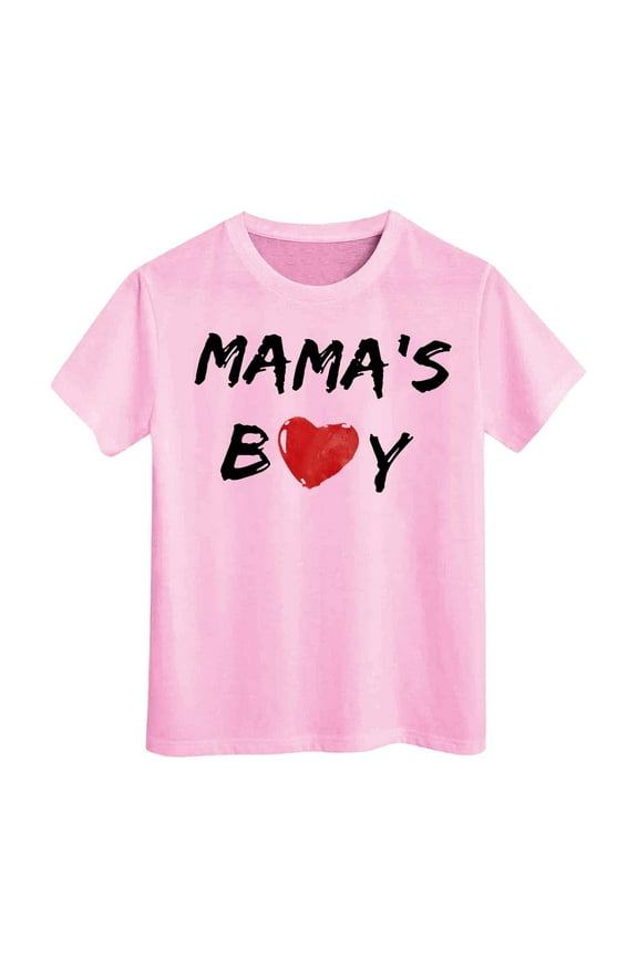 Toddler Boy Shirt "MAMA'S BOY" Print Tee, Polyester, 1-13 Years, 90-160 Sizes