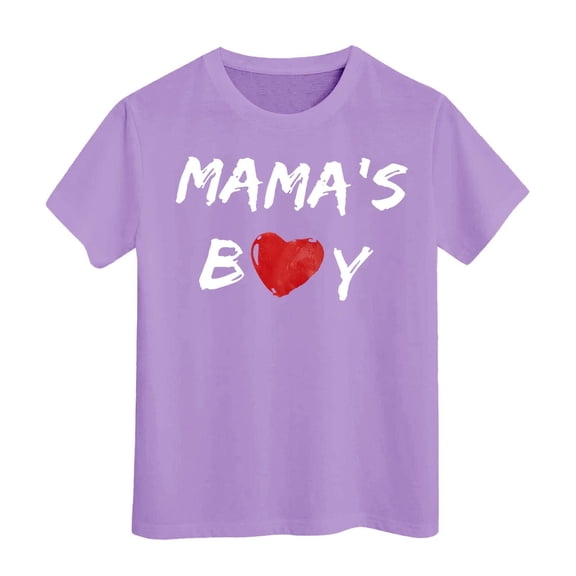 Toddler Boy Shirt Mama'S Boy Tee Crewneck Short Sleeve T Shirts For Kids Size 1-2T