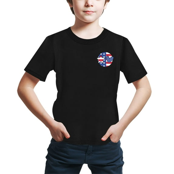 Toddler Boy Shirts Girls Spring Summer Casual Short Sleeved T Shirt Independence Day Letters Printed Round Neck Comfortable Tops,Size 5 Years-6 Years