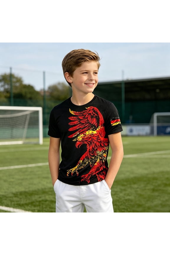 Toddler Boy Shirts Kids Eagle Football Print Short Sleeve Crew Neck Tee Durable Classic Fit for Relaxed Daily Wear Boys Clothes