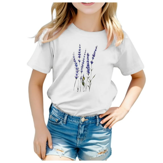 Unisex Kids Printed Tee Vacation Cartoon Cat Boys Girls Funny T-Shirts Top For 3-13Y Lovely Child Dailywear