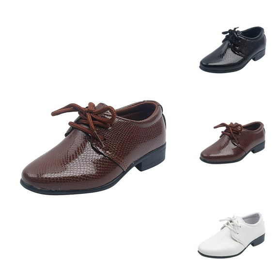 Toddler Boy Shoes Big Kids Sneakers Children Boys Leather Shoes Soft Leather Performance Lace Up British Style Casual Embossed