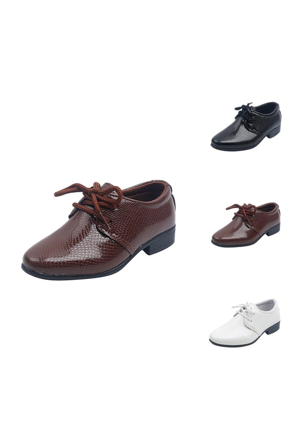 Toddler Boy Shoes Big Kids Sneakers Children Boys Leather Shoes Soft Leather Performance Lace Up British Style Casual Embossed