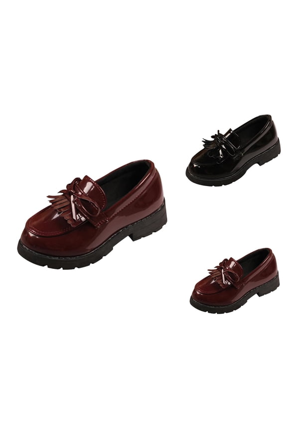 Toddler Boy Shoes Boy Sneaker Girls On Leather Loafer Tassel Bow Flats School Dress Shoes For Girls