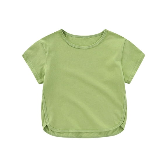 Toddler Boy Short Sleeve Tops New Toddler Kids Boys Girls Fashion Cute Solid Color Breathable Soft Short Sleeve Tops Style B-53 Green 12 Months