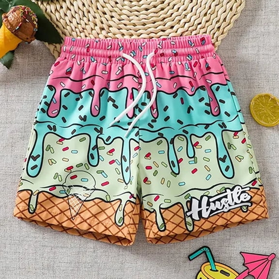 Toddler Boy Shorts 5T Ice Cream Boy Baseball Shorts Waffle Or Cone Quick Dry Preppy Shorts,Kids Ice Cream Drip Track Short Pants 2-14 Y