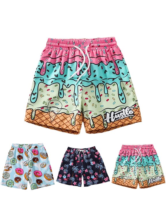 Toddler Boy Shorts Drawstring Ice Cream Boy Baseball Shorts Waffle Or Cone Preppy Shorts,Kids Youth Ice Cream Drip Track Short Pants