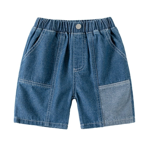 Toddler Boy Shorts Kids Baby Boys Summer Color Block Denim Shorts Elastic Waist Breathable Lightweight Bermuda Shorts Toddler Shorts Dark Blue 4 Years-5 Years