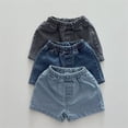 thumbnail image 1 of Toddler Boy Shorts Kids Classic Solid Denim Shorts Summer Breathable Soft Dark Blue 6-9 Months, 1 of 4