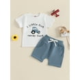 thumbnail image 1 of Toddler Boy Shorts Set Letter Tractor Print Short Sleeve Round Neck T-Shirt with Solid Shorts 2Pcs Outfit, 1 of 9
