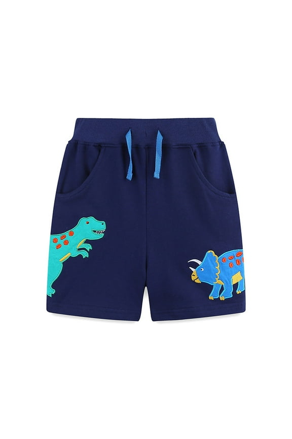 Toddler Boy Shorts Size 3t Dinosaur Print Drawstring High Waisted Pull on Cotton Shorts for Littler Kids Boys Soft Cute Coton Shorts Summer Clothes,4-5 Years,C-Blue