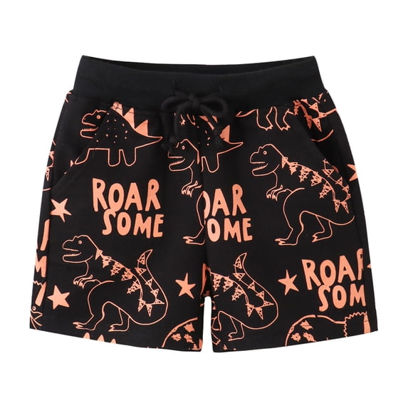 Toddler Boy Shorts Sport Cartoon Dinosaur Prints Casual Shorts Breathable Beach Cargo Pants Shorts Boys Cargo Pants Black 5 Years-6 Years