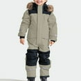 thumbnail image 1 of Toddler Boy Snowsuit One Piece Snowsuit Toddler Solid Color Snow Overall with Removable Hood Windproof Waterproof Outdoor Snowboard Wear Toddler Snow Suits 6-7 Years, 1 of 9