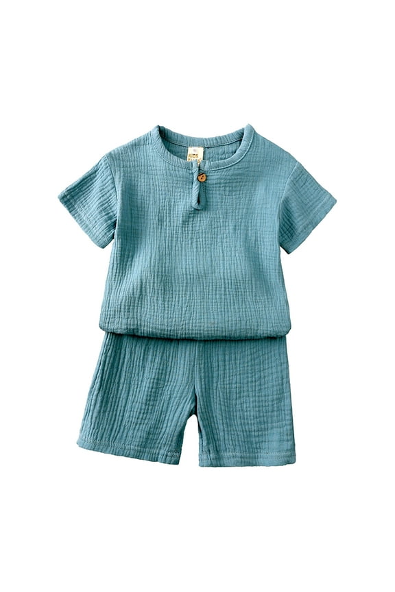 Toddler Boy Summer Boys Girls 2 Piece Outfits, Toddler Boys Casual Clothing Set, Baby Summer Boy Cute Printed Round Neck Tank Shorts Suit 3 Years Gibobby(3-4 Years,Light Blue)