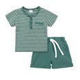 thumbnail image 1 of Toddler Boy Summer Clothes Baby Striped T-Shirt Tops + Solid Shorts Infant 2PCS Outfits Set 12 Months-4T, 1 of 6