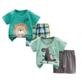 thumbnail image 1 of Toddler Boy Summer Clothes Outfits 4 Pcs Kids Cotton Short Sleeve Shirt Shorts Set 1-6 Years, 1 of 4
