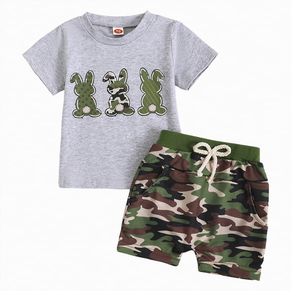 Toddler Boy Summer Easter Outfit Letter Print T-Shirt and Elastic Waist Shorts Baby Boy Loose Clothing Sets